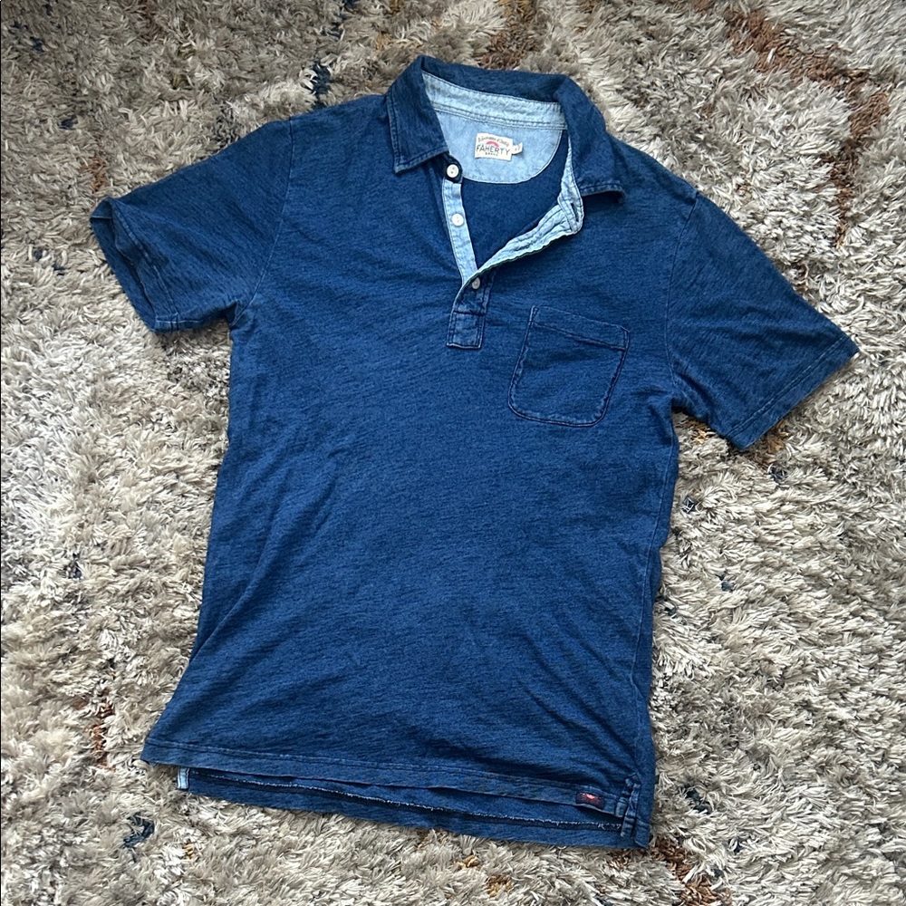 Faherty Washed Denim Look Polo